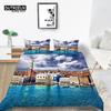 Eiffel Tower Duvet Cover Modern French Paris Cityscape Bedding Set 3D Europe Building Comforter Cover King For Kids Adults Decor