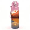 1PC Mountain Desert Sunset Landscape Print 750ml Color Plastic Sports Water Bottle Leakproof Flip Straw Lid Suitable for Sports Office Home Use