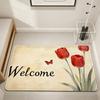 Welcome retro floral tulip fashion Home Bedside Rug Kitchen Bath Floor Mat Hallway Balcony Carpet Entrance Doormat hogar Decor