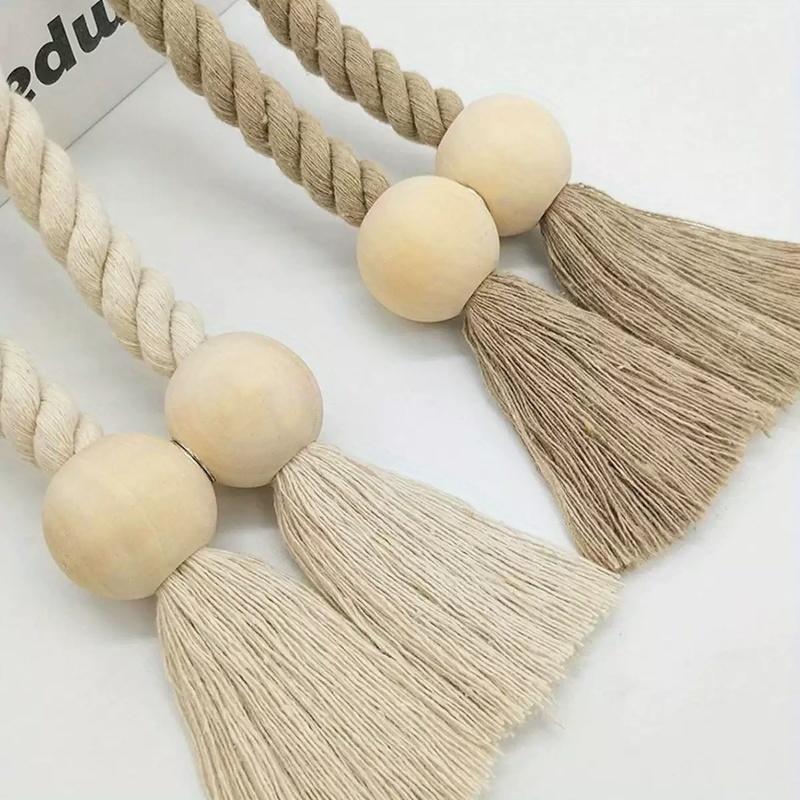 2PC Simple Fringe Beaded Curtain Strap No Punch Magnetic Multi-Purpose Home Curtain Accessories