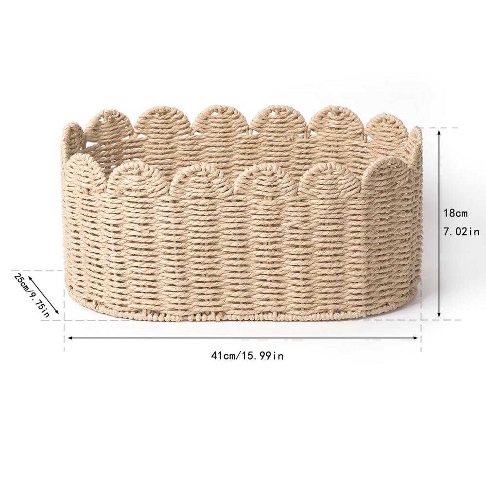Cute Woven Rope Basket Woven Baskets for Storage Open Home Organizer for Bookshelf Corner Laundry Entryway Desktop Table Shelves