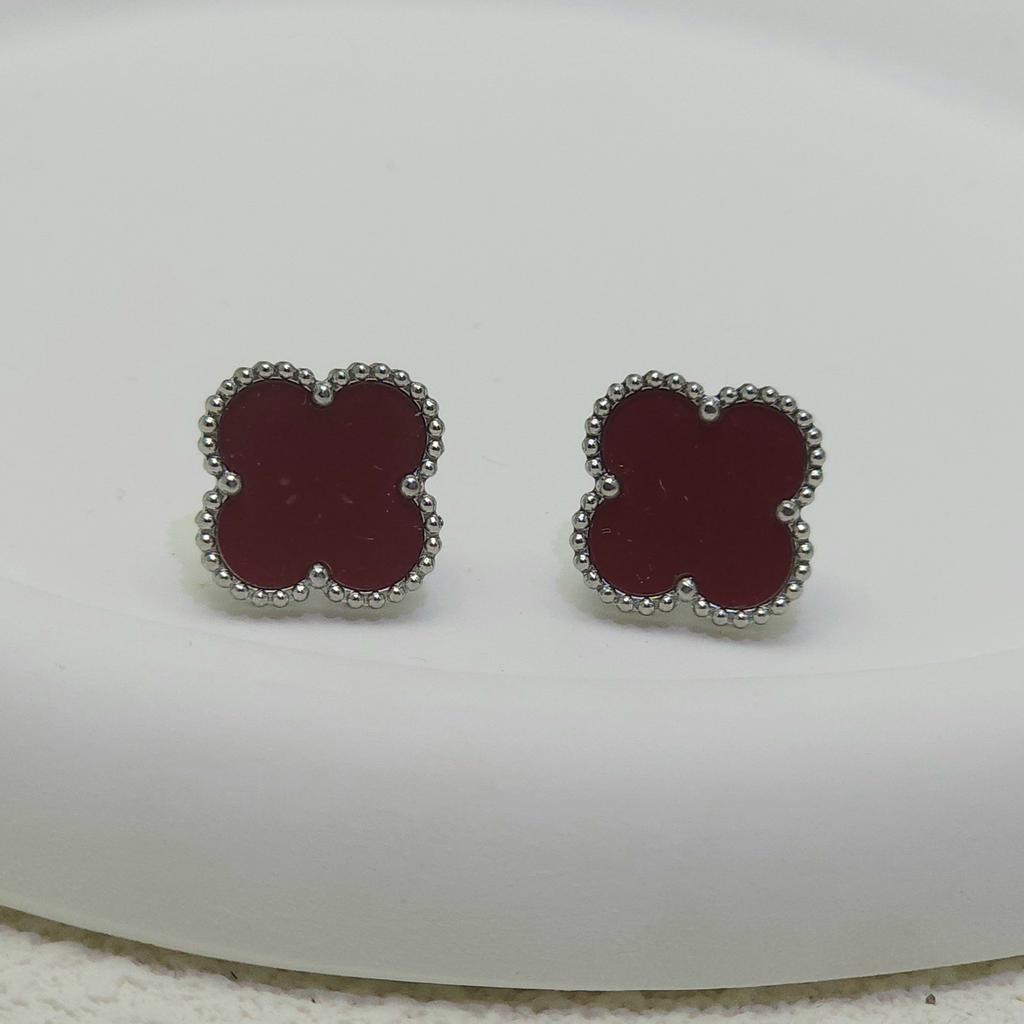 High Quality Titanium Steel Natural Mother-of-pearl Four-leaf Clover Earrings for Women 18K Fashion Premium Earrings