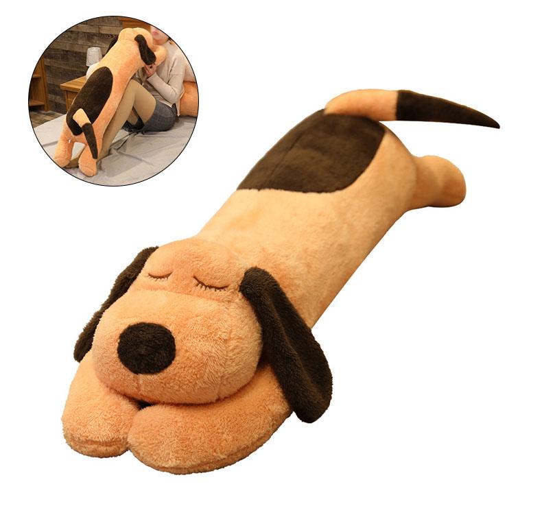 Dog Plush Toy Unisex PP Cotton Comfortable Cotton Wool Cute Long Pillow for Home Brown 60cm/23.6in