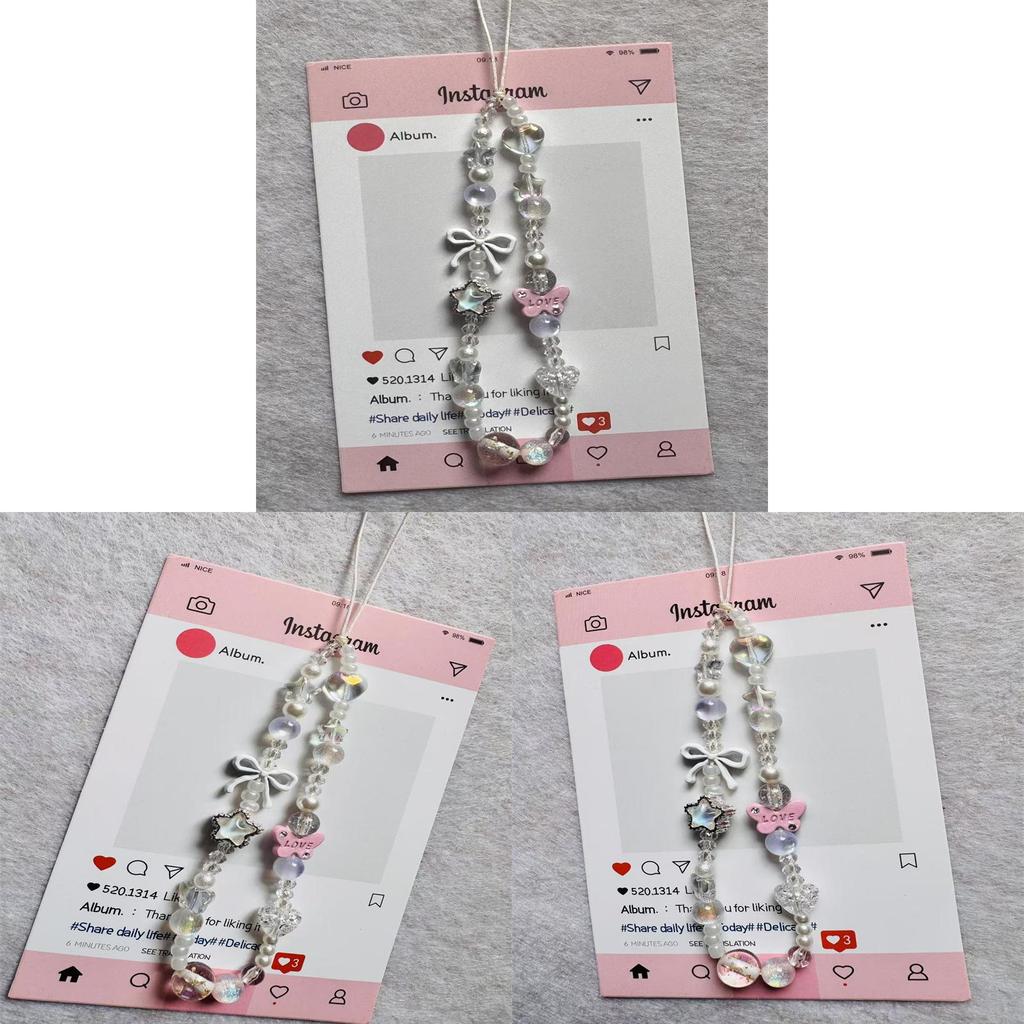Pvc Butterfly Star Phone Lanyard With Beaded Design For Women And Men