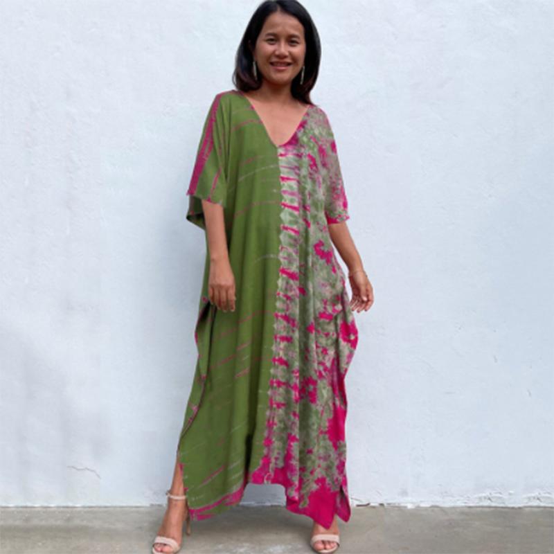 Šaty Bohemian Beach Kaftan pro ženy Barva na kravatu Letní Maxi Župan Letní Plavky Přikrývky Sváteční plavky