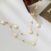 316L Stainless Steel 2in1 Large Pearl Pendant Necklace For Women New Trend Girls Neck Jewelry Chain Party Wedding Gift
