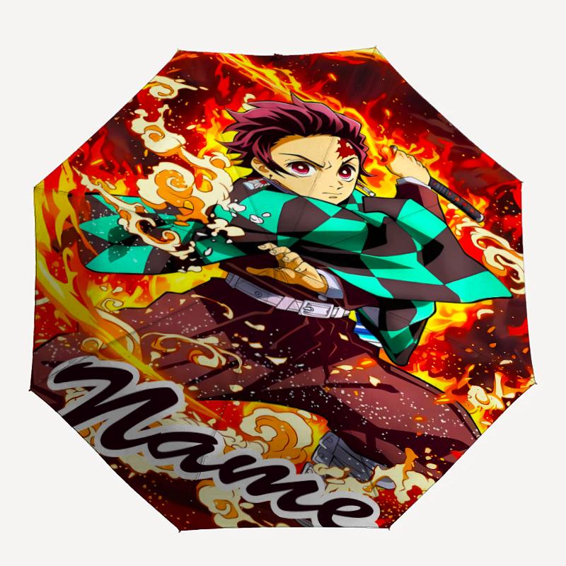 Personalized Name Demon Slayer6 Print Umbrella - Automatic Open/Close, Eight-Rib Durable Frame, Automatic Folding Umbrella
