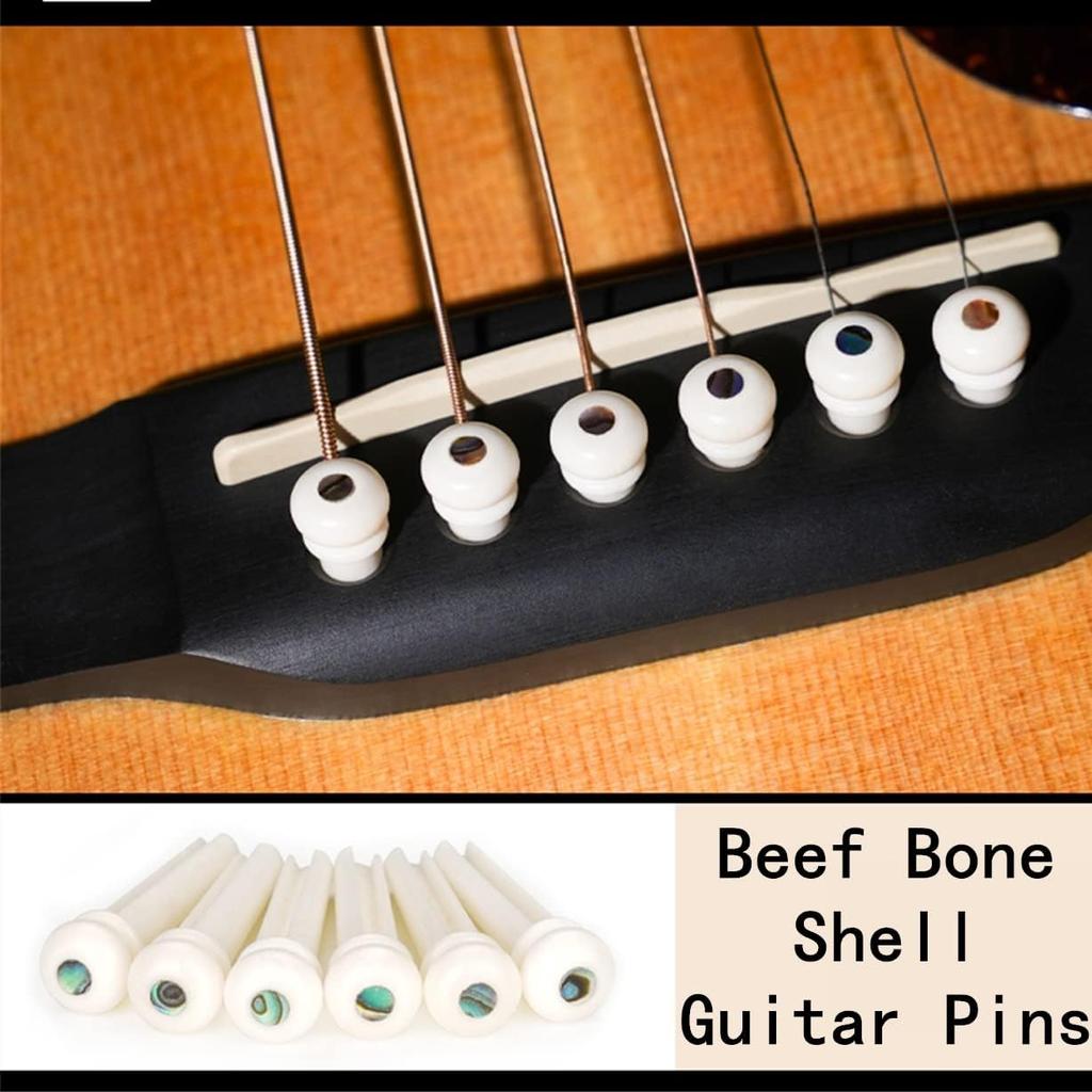 Acoustic Guitar Bridge Pins Miwayer Guitar Parts Real Bone Bridge Pegs with Shell Dot 6pcs