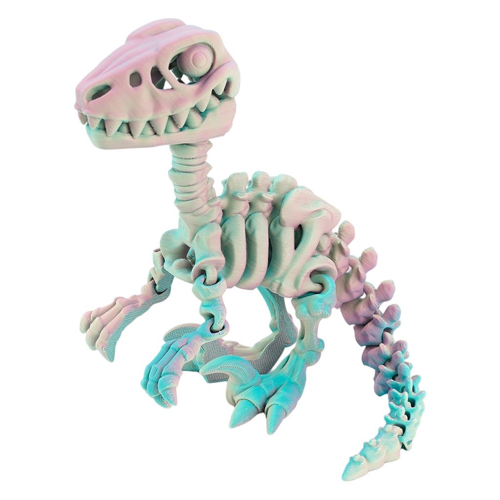 3D Printed Articulated Raptor Skeleton Figurine Dinosaur Bones Poseable ModelToy For Home Office Decors and Collector