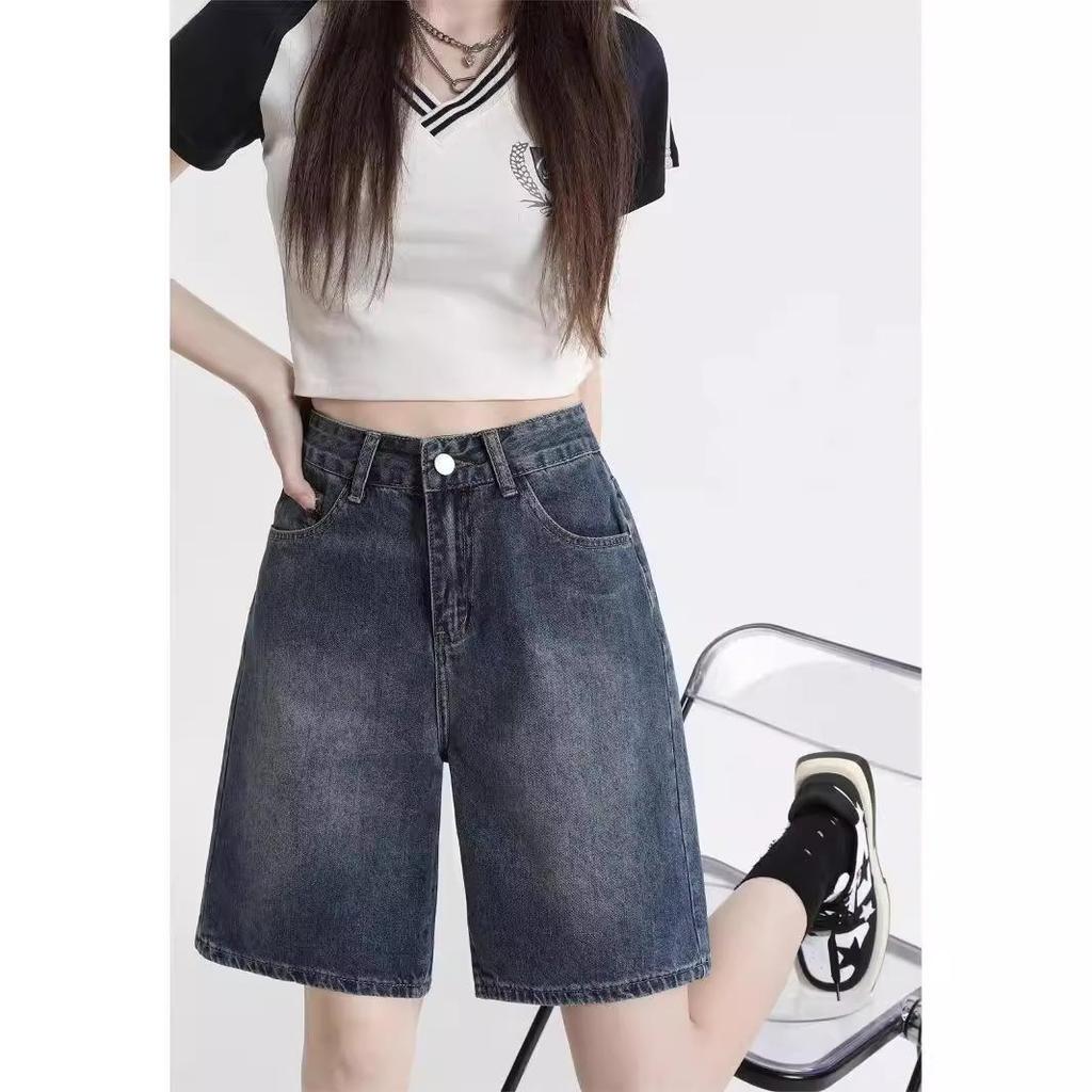 Retro Washed Wide-Leg Women's Casual Denim Shorts