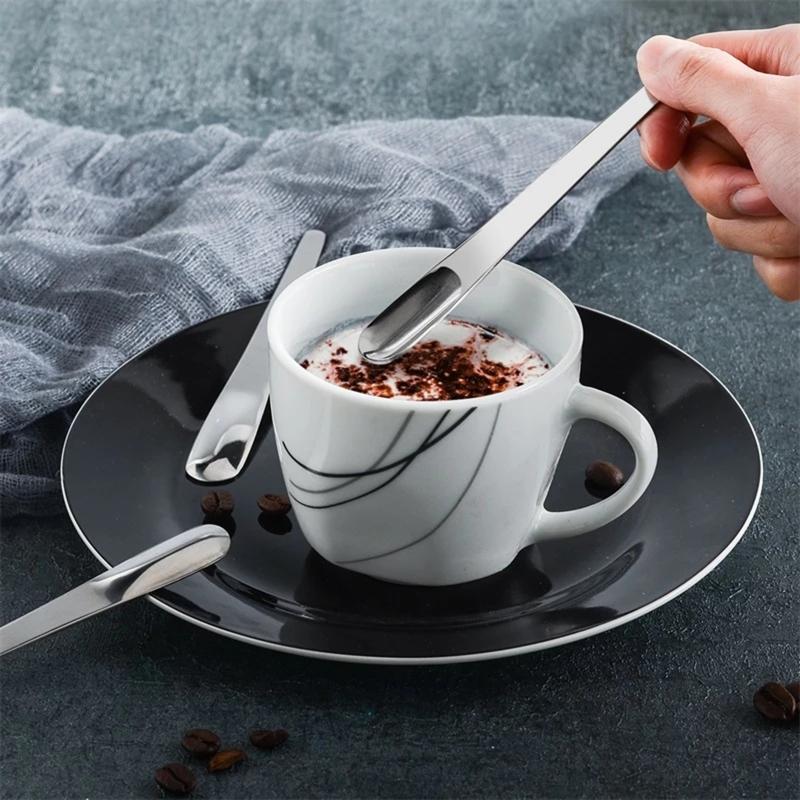 5 Piece Coffee Spoon Stainless Steel Flat Spoon Stirring Bar Spoon Kitchen Gift for Coffee Lover Nice Coffee Accessorie