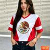 Maglia estiva da donna con scollo a V maglia maglia da calcio Messico T-shirt sportiva traspirante da donna poliestere T-shirt traspirante maglia 2026 top