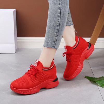 Modische Plateau-Sneaker Schuhe für Damen Sommer Keil Sportschuhe Atmungsaktive Mesh-Schuhe für Frühling Freizeitschuhe Erhöhen die Körpergröße für Frauen