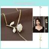 Elegant French Rose Flower Necklace With Gentle Waterdrop Pendant For Spring Fashion