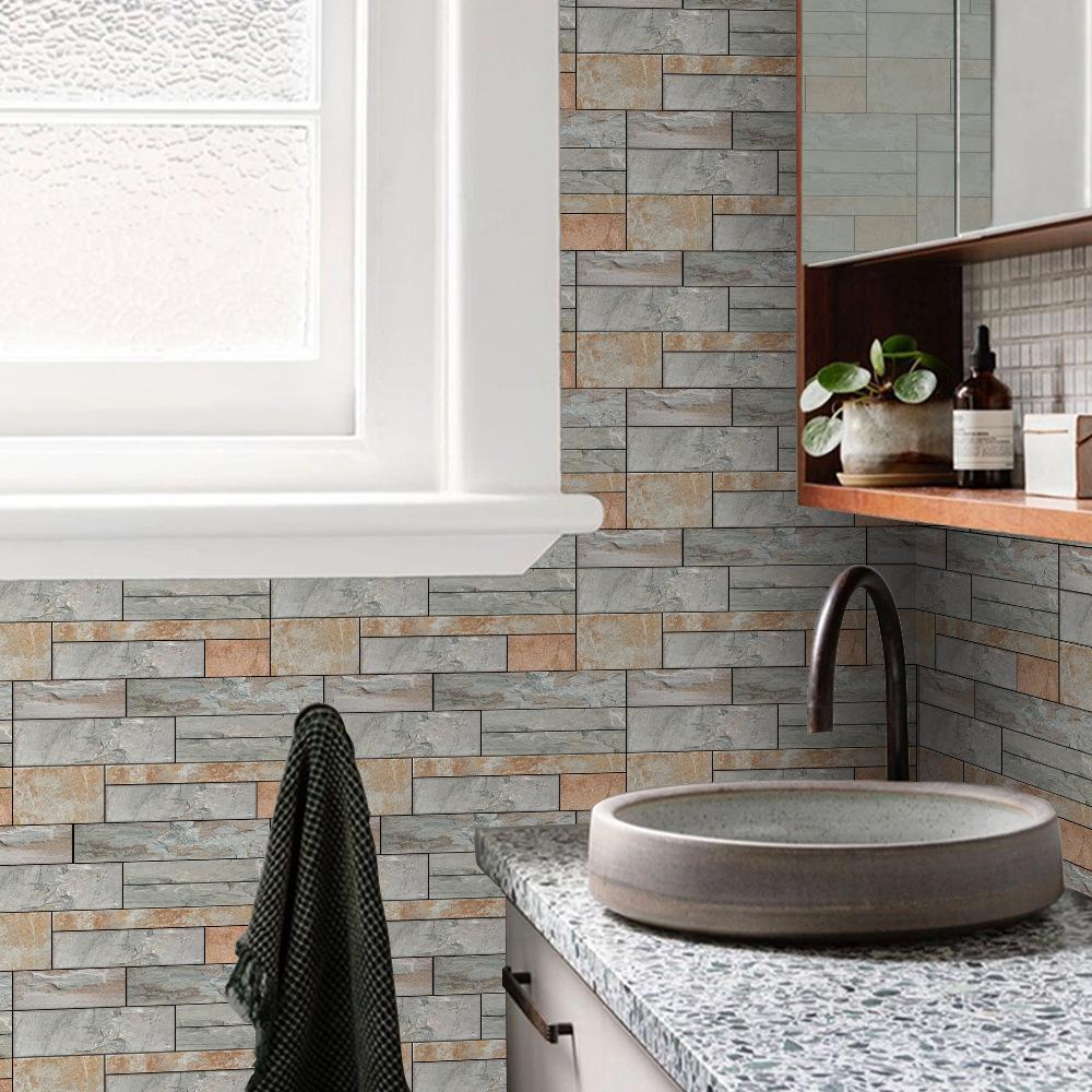 Simulated Cobblestone Retro Matte Wall Sticker Wall Decoration Refurbished Wallpaper Self-Adhesive Kitchen Oil-Proof Sticker