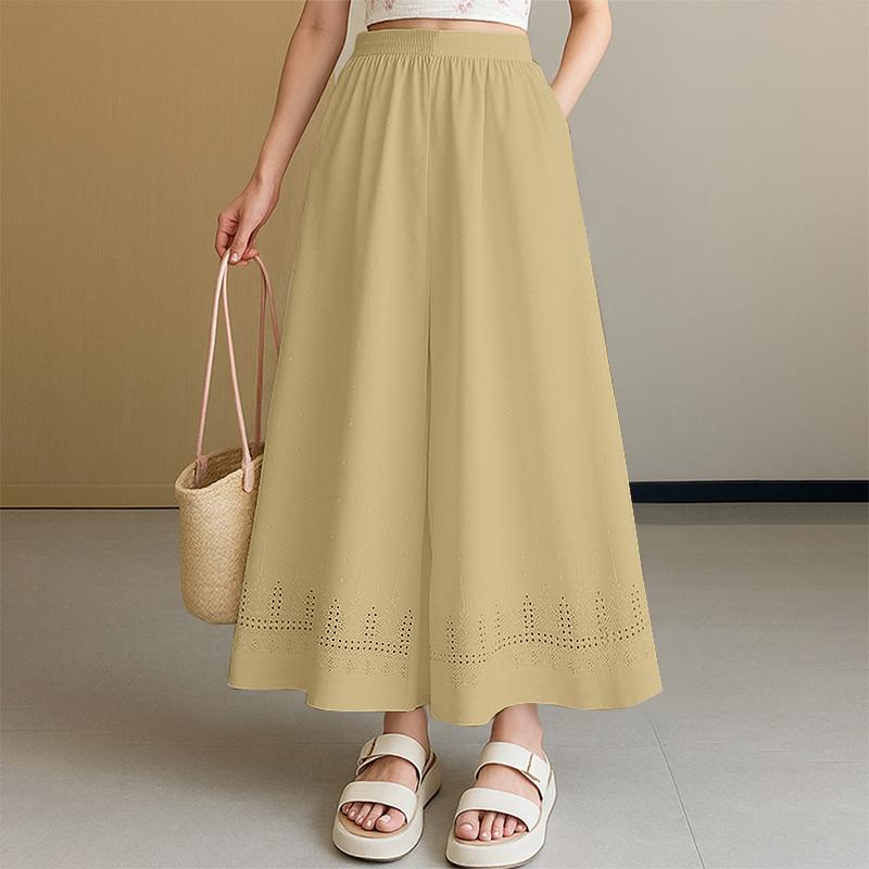 

ZANZEA Женские повседневные свободные укороченные брюки с эластичным поясом и широкими штанинами 5XL хаки