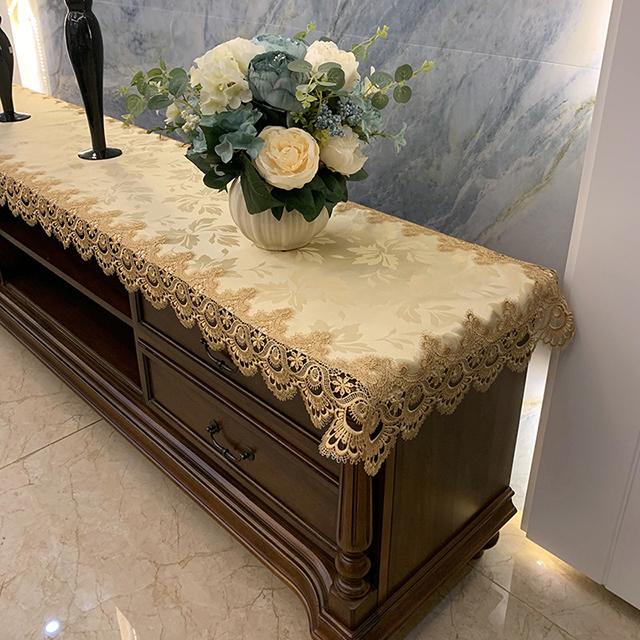 

Скатерть прямоугольная европейская кофейная вышитая кружевная тумба под телевизор, чехол для стола, скатерть из ткани с длинной полоской, пылезащитный чехол 60X120cm