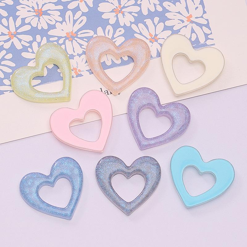10 Stück Neu Süß Cartoon Glänzend Herz Harz Cabochon Scrapbooking DIY Schmuck Haarnadel Handwerk Dekoration Zubehör A87