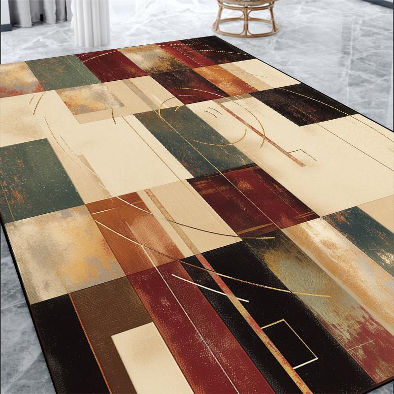 Alfombra Nórdica Retro de Lujo Ligero para Sala de Estar, Abstracta, Decoración para Dormitorio, Alfombra de Ocio Antideslizante Lavable, Alfombra de Suelo para Sofá, Mesa de Centro 60x90cm door mat