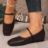 2026 New Fashion Single Shoes Autumn New Square Toe Shallow Mouth Metal Slip Strap Soft Sole Non-slip Wear-resistant Flats