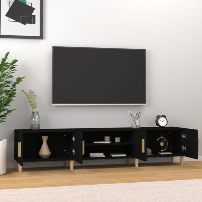 VidaXL Meuble TV noir 180x31,5x40 cm bois d'ingénierie 816257