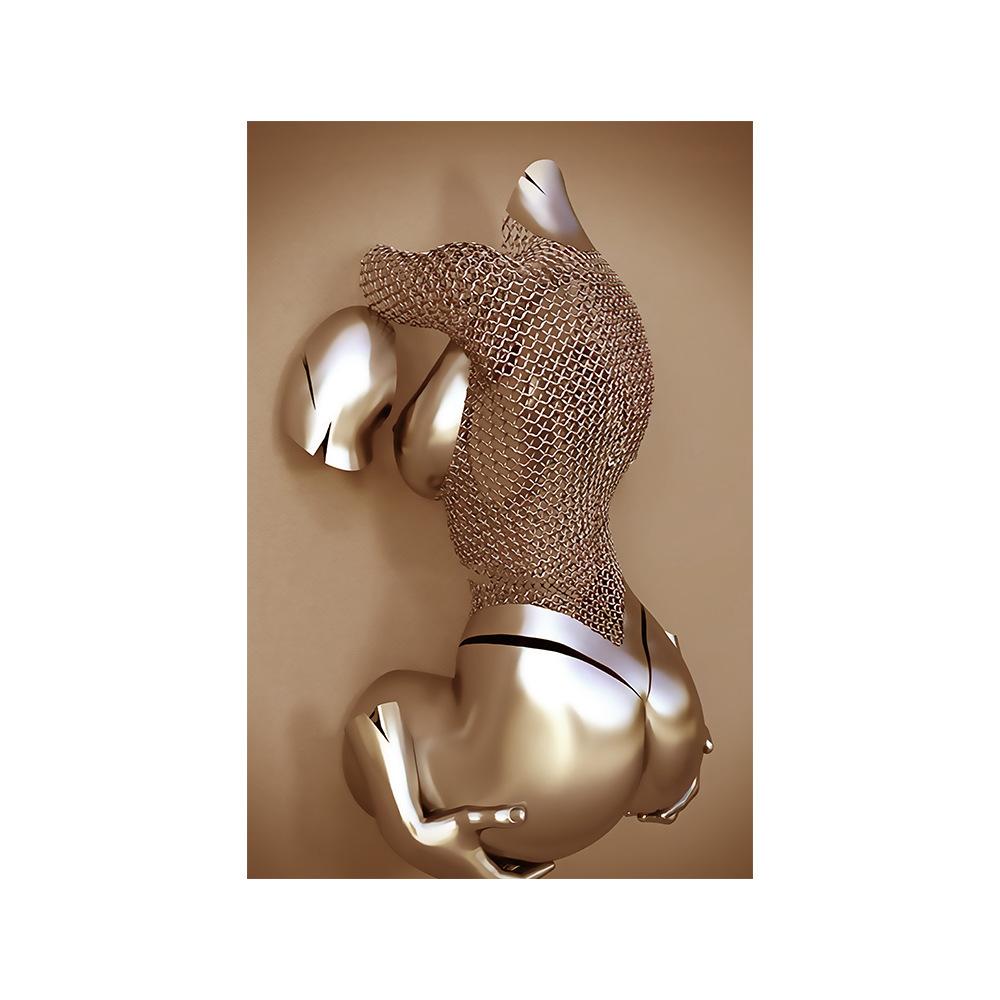 

3D современная металлическая фигурка, статуя, художественная картина на холсте, романтические абстрактные постеры и принты, настенные панно для гостиной, домашний декор 20x30cm