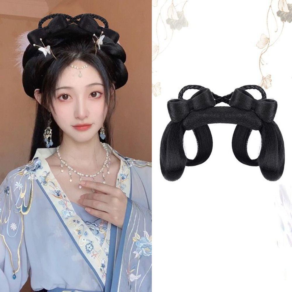 

Китайский стиль парик ханьфу повязка на голову винтажный головной убор ретро шиньон древний парик ханьфу фотография 3