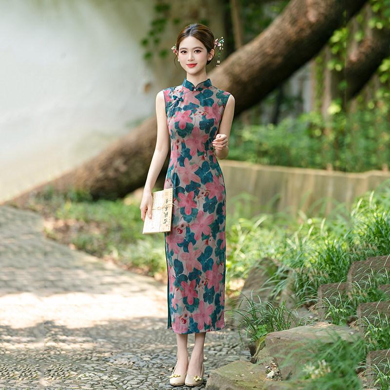 Sleeveless national style, new Chinese Suzhou long cheongsam, improved young women's high sense, daily work can wear summer