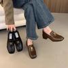 Mocassins à bout carré pour femmes talons épais chaussures simples pour femmes printemps et automne commuting talons hauts une pédale chaussures paresseuses style britannique chaussures en cuir