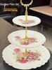 Ceramic Three-Tier Pastry Stand: English-European Style Fruit Bowl, Cake, Candy, and Snack Plate for Afternoon Tea.