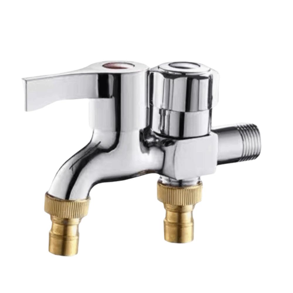 

Stainless Steel Washing Machine Faucet Single-coupled Double Outlet Faucet Garden Application серебряный
