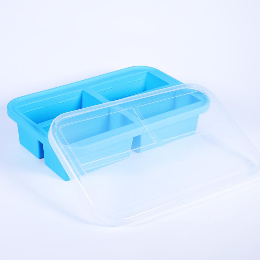 1 Cup Silicone Freezer Trays with Lid, Soup Freezer Trays & Molds & Containers,Large Silicone Ice Cube Tray For Freezing