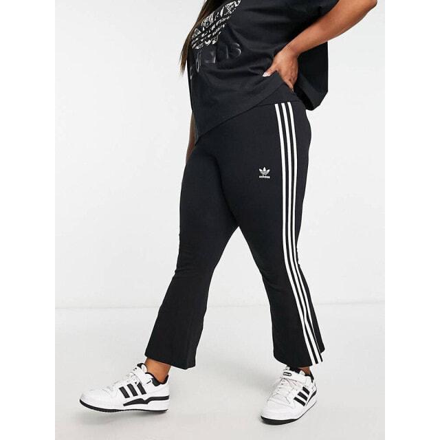 

Черные расклешенные брюки с тремя полосками adidas Originals Plus