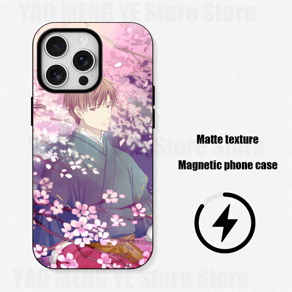 Fruits B-Basket Frosted Silicone For Phone Case For Iphone 11,12,13,14,15,16,17 Pro Max XS Wireless Charge Magnetic Bumper Cover