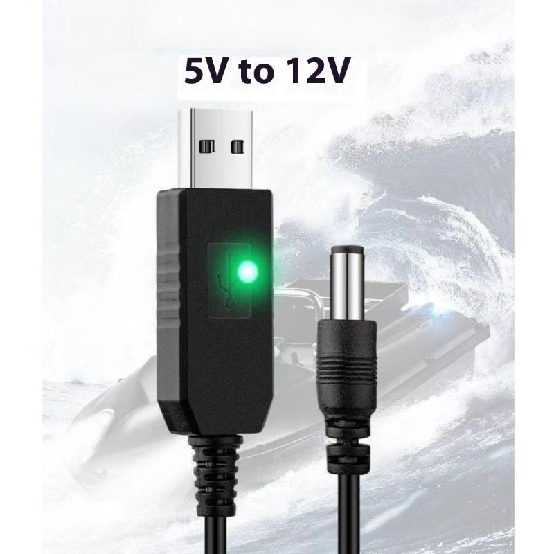 1 Set Dc 5V To 12V Usb Cable Boost Converter Step-Up Cord For Wifi Router Modem Fan 5.5*2.1Mm Wifi To Powerbank Cable Connector