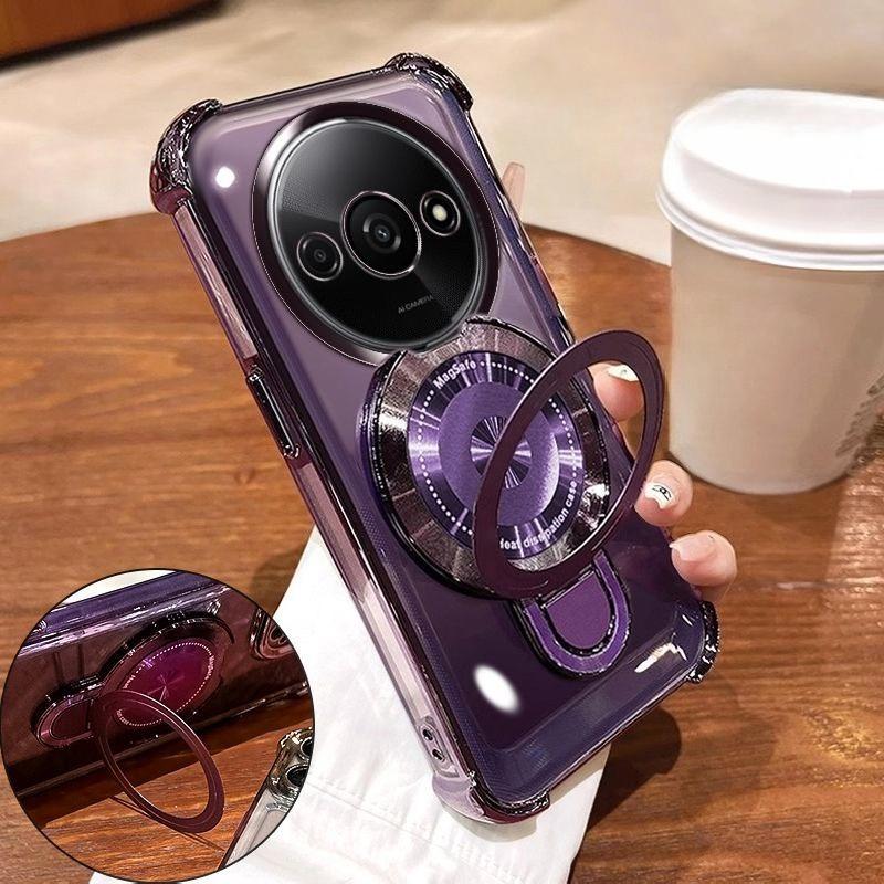 

Противоударный чехол с магнитным держателем с гальваническим покрытием для Xiaomi Redmi A5 A3 A1 Plus, силиконовая накладка Redmi A1+ фиолетовый