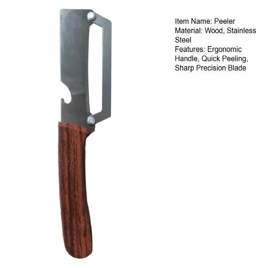 Vegetable Peeler with Wooden Handle Stainless Steel Blade Bottle Opener Non-Slip Grip Fruit Peeler for Potatoes Carrots Fruits