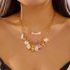 2pcs Bohemian Rice Beads Starfish Pendant Necklace Set for Women Seahorse Conch Fish Tail Clavicle Chain Summer Beach Jewelry