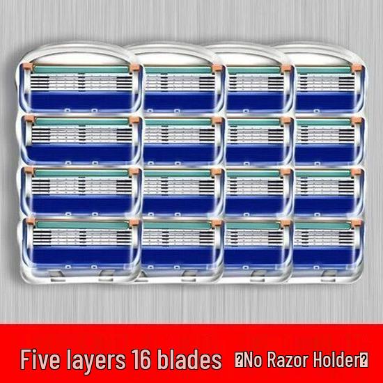 5-Blade Manual Razor with Universal Cartridge - Orange and Blue