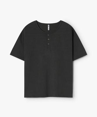 WEST GRAND BOULEVARD Halo Pigment Henley Neck T-Shirt Charcoal
