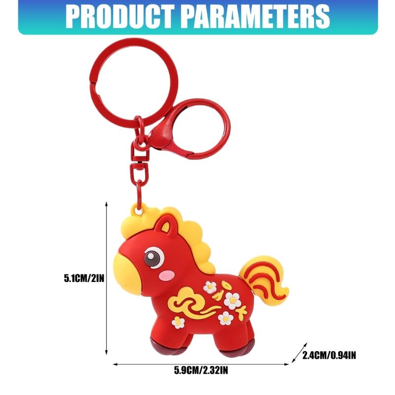 Neujahrsfestives Cartoon Niedliches Tier Pferd Schlüsselanhänger Dekoration Tasche Anhänger Perfekt als Feiertagsgeschenk und für den täglichen Gebrauch