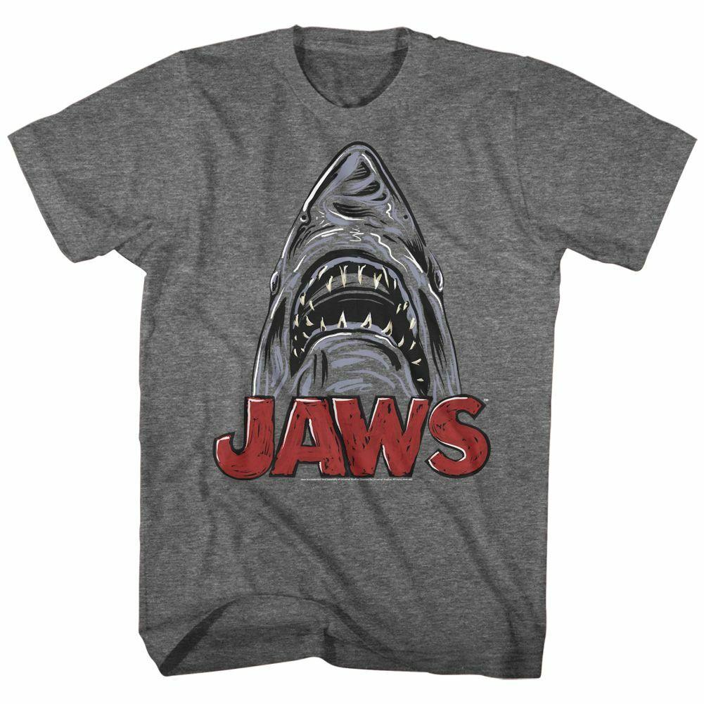 Jaws Sketchy Shark Graphite Heather Adult T-Shirt L