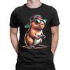 Mens TShirt Cool Capybara Playing Video Games Casual Cotton Tees Short Sleeve  T Shirt Crew Neck Tops 6XL