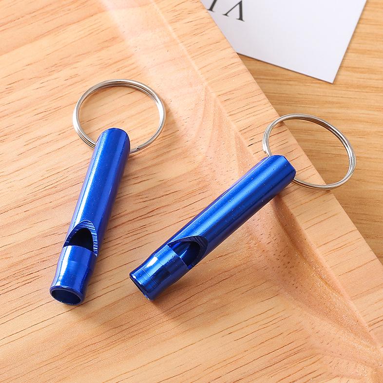 High-Frequency Dual/Single-Hole Aluminum Whistle with Lanyard for Outdoor Survival