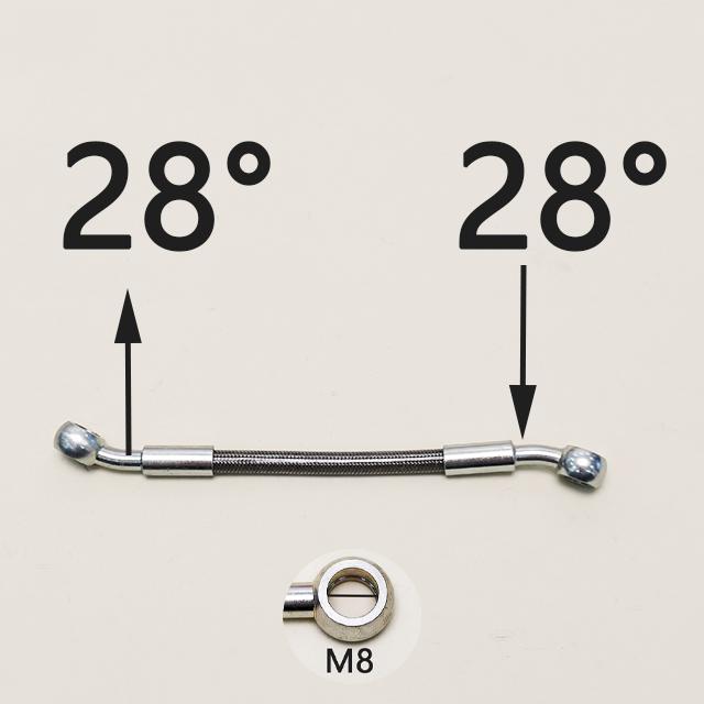 Silver 0°~28°~90° 30-500cm M8 Motorcycle Hydraulic Reinforced Brake Clutch Oil Hose Cable Line Pipe For ATV Dirt Pit Racing Bike