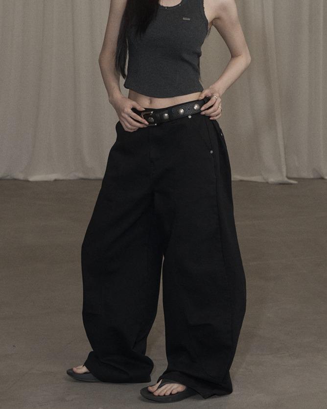 Kakipointeu Cotton Balloon Pants (Black)
