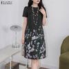 Women Casual Round Neck Short Sleeve Floral Dress