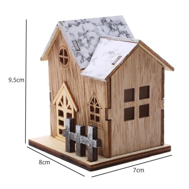 LED Light Mini Wood House Model Luminous for Christmas Christmas Houses DIY Festive Wooden House Ornaments Kids New Year Gifts