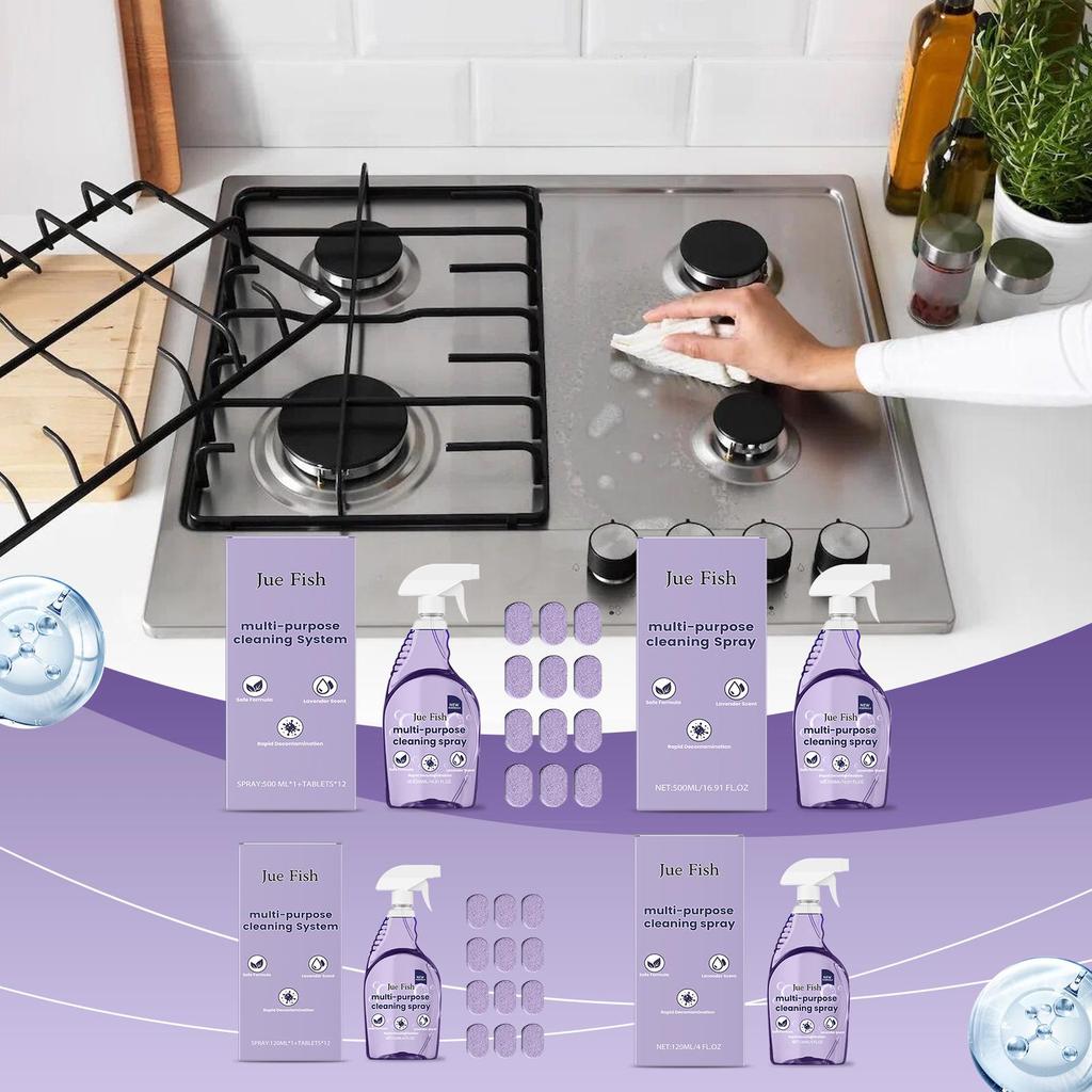 Jue Fish Univerzální rozpustná kostka 1 láhev nahrazuje 8 čisticích prostředků 120ml/500ml + Čisticí šumivé tablety