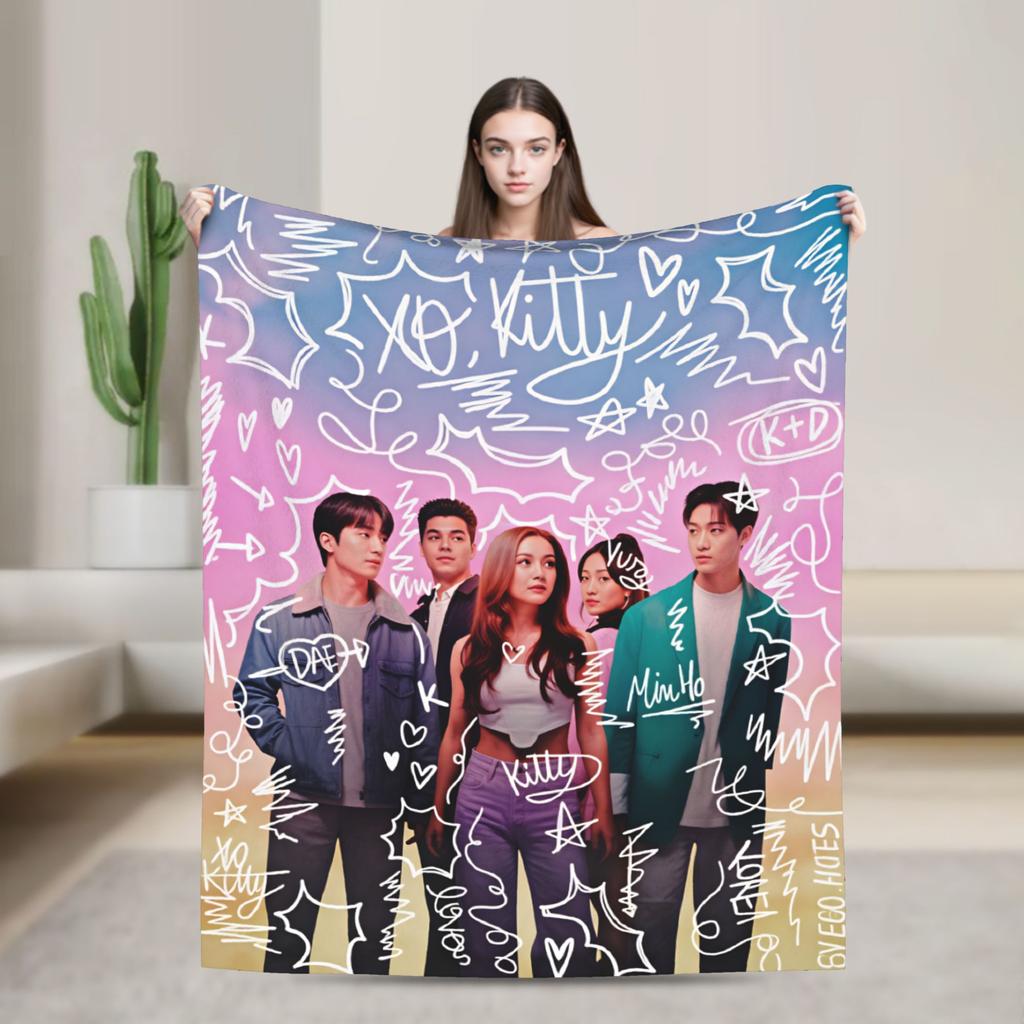 TV XO Kitty Kim Min Blanket Super Soft Graphic Plush Throw Blanket For Home Decor Travel Office Flannel Bedspread Bed Cover